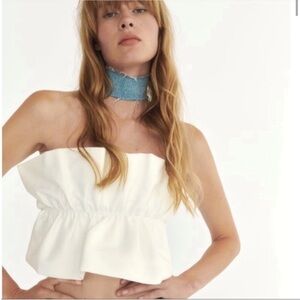 Zara White Strapless Top